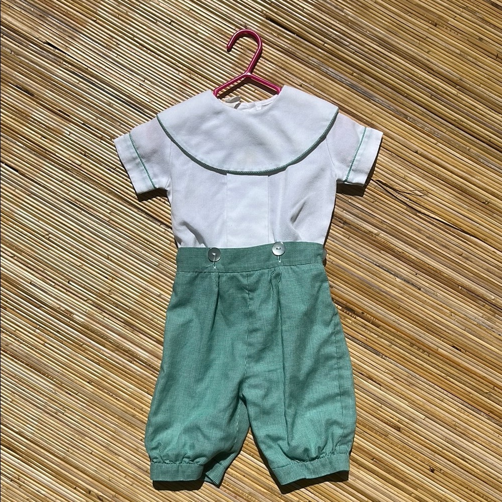 Amanda Remembered Handmade Kids Green and White Bottoms Vintage